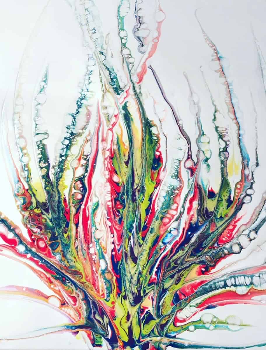 Wild Spectrum — tall rainbow-hued botanical stems on white